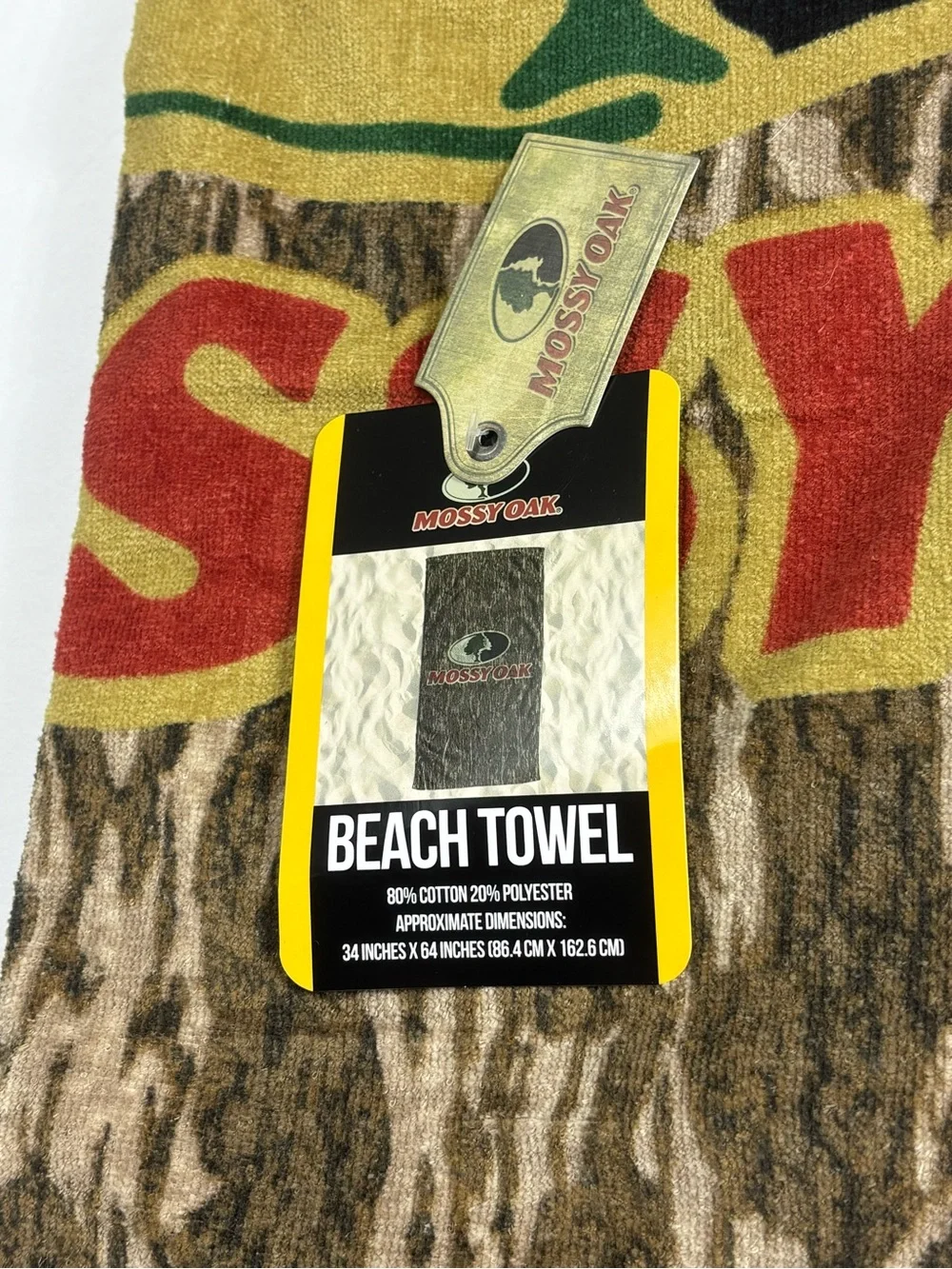 Mossy Oak Camouflage Towel with Red and Yellow Accents